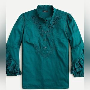 J. Crew ruffle-sleeve top with embroidered eyelet